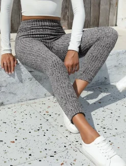Women's Slim Full Length Solid Color Light Gray Dark-Gray Black Spring & Fall Women Pants