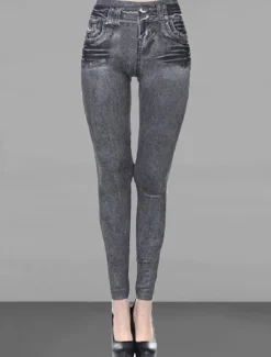 Sale Women's Slim Pants Trousers Pocket High Cut High Waist Full Length Black Summer Women Leggings