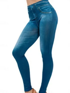Sale Women's Slim Pants Trousers Pocket High Cut High Waist Full Length Black Summer Women Leggings
