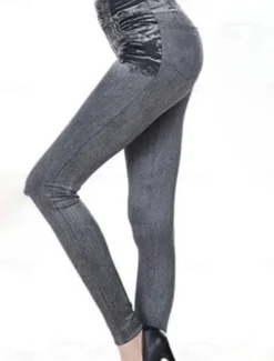 Sale Women's Slim Pants Trousers Pocket High Cut High Waist Full Length Black Summer Women Leggings