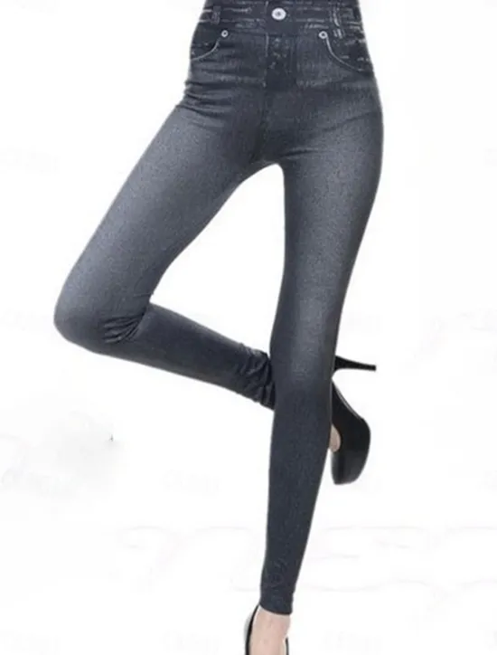 Sale Women's Slim Pants Trousers Pocket High Cut High Waist Full Length Black Summer Women Leggings