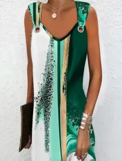 Online Women's Slip Dress Geometric Shirred Strap Mini Dress Elegant Sexy Date Sleeveless Summer Spring Women Sundresses