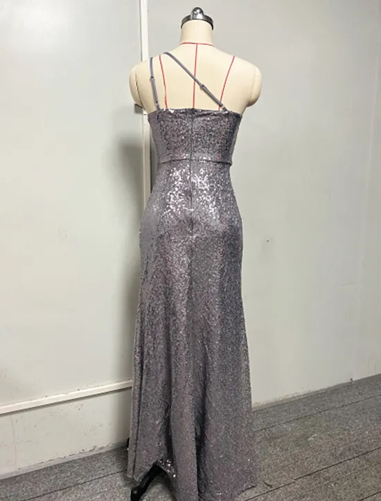 Women's Slip Dress Polyester Zipper Spaghetti Strap Sleeveless Maxi Dress Party Elegant Vintage Stylish Spring Fall Women Cocktail Dress