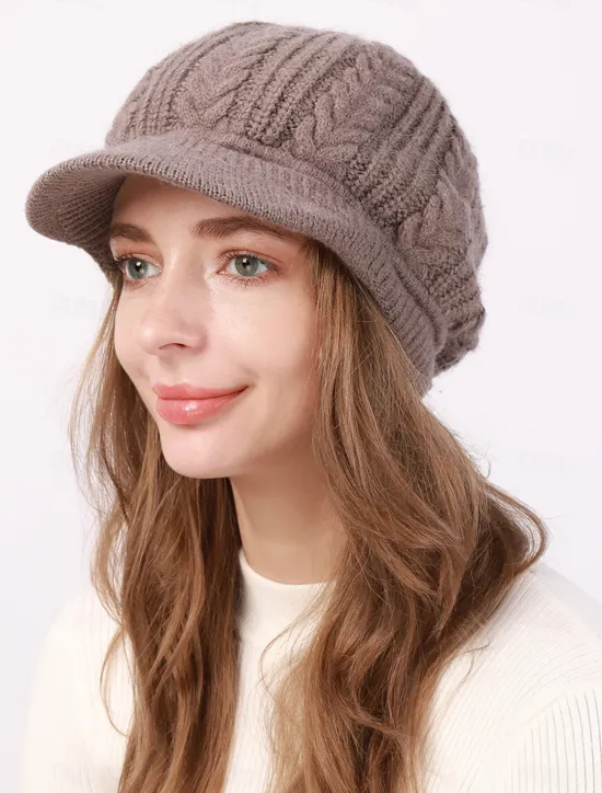 Best Women's Slouchy Beanie Hat Beret Hat Home Daily Holiday Solid / Plain Color Knit Casual Nordic Style Casual / Daily 1 pcs Women Hats