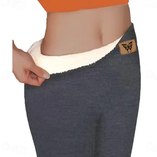 Best Women's Solid Color Thermal Warm Soft High Elasticity Athletic Athleisure Black Fall Winter Women Leggings