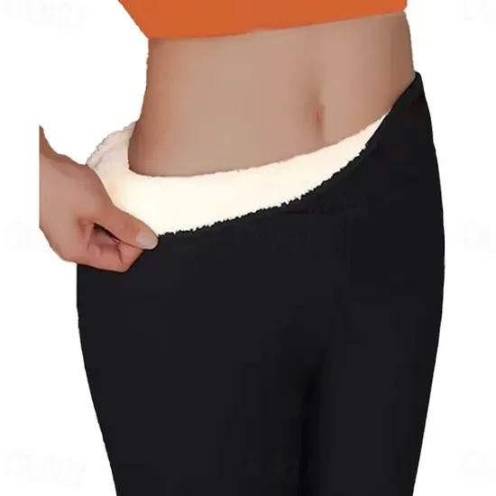 Best Women's Solid Color Thermal Warm Soft High Elasticity Athletic Athleisure Black Fall Winter Women Leggings