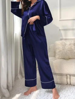 Hot Women's Split Chemises & Gowns Nightwear - POLY Solid Colored Home Outfits Women Pajama-Setter
