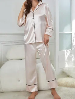 Hot Women's Split Chemises & Gowns Nightwear - POLY Solid Colored Home Outfits Women Pajama-Setter
