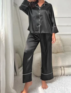 Hot Women's Split Chemises & Gowns Nightwear - POLY Solid Colored Home Outfits Women Pajama-Setter