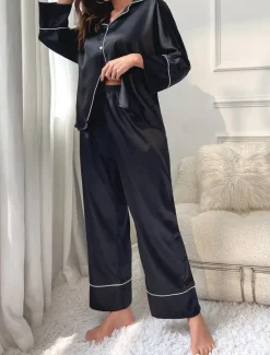 Hot Women's Split Chemises & Gowns Nightwear - POLY Solid Colored Home Outfits Women Pajama-Setter