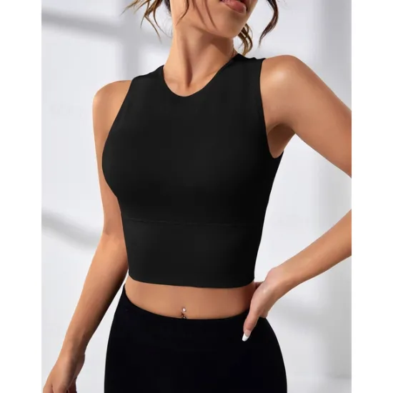 New Women's Sports Bra High Support Open Back Removable Pad Solid Color Dark Grey Spandex Yoga Fitness Gym Workout Bra Top Sport Activewear High Impact Breathable Comfortable Stretchy Slim Home Outfits Women Lingerie