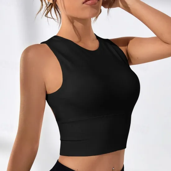 New Women's Sports Bra High Support Open Back Removable Pad Solid Color Dark Grey Spandex Yoga Fitness Gym Workout Bra Top Sport Activewear High Impact Breathable Comfortable Stretchy Slim Home Outfits Women Lingerie