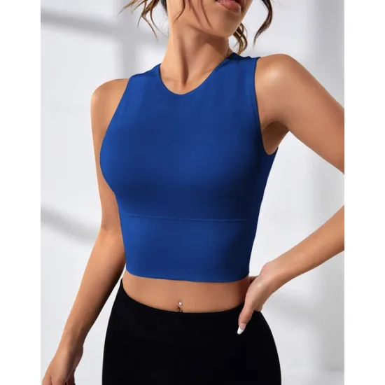 New Women's Sports Bra High Support Open Back Removable Pad Solid Color Dark Grey Spandex Yoga Fitness Gym Workout Bra Top Sport Activewear High Impact Breathable Comfortable Stretchy Slim Home Outfits Women Lingerie