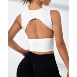 New Women's Sports Bra High Support Open Back Removable Pad Solid Color Dark Grey Spandex Yoga Fitness Gym Workout Bra Top Sport Activewear High Impact Breathable Comfortable Stretchy Slim Home Outfits Women Lingerie