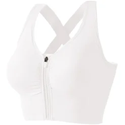 Women's Sports Bra High Support Full Zip Wireless Solid Color Black White Yoga Fitness Gym Workout Bra Top Sport Activewear Breathable Comfortable Freedom Stretchy Slim Home Outfits Women Lingerie