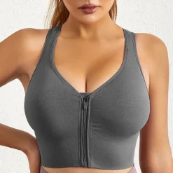 Women's Sports Bra High Support Full Zip Wireless Solid Color Black White Yoga Fitness Gym Workout Bra Top Sport Activewear Breathable Comfortable Freedom Stretchy Slim Home Outfits Women Lingerie