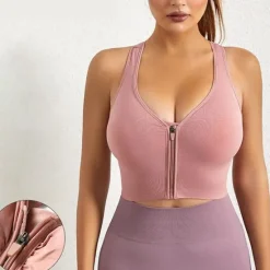 Women's Sports Bra High Support Full Zip Wireless Solid Color Black White Yoga Fitness Gym Workout Bra Top Sport Activewear Breathable Comfortable Freedom Stretchy Slim Home Outfits Women Lingerie