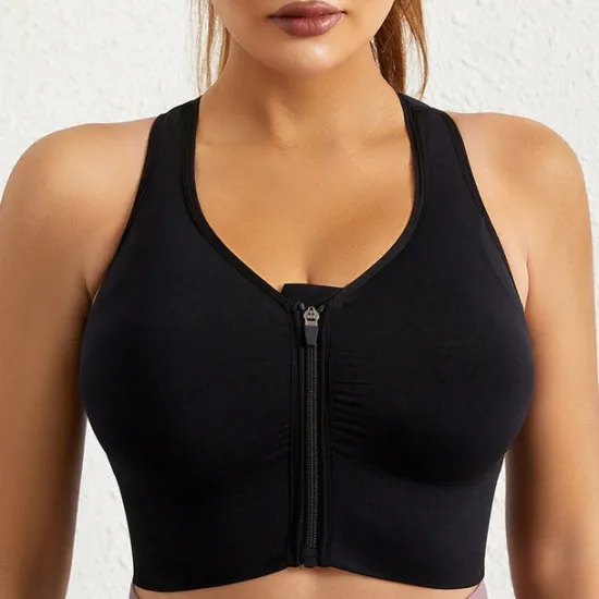 Online Women's Sports Bra Medium Support Open Back Zipper Solid Color Yoga Fitness Gym Workout Bra Top Sport Activewear Breathable Quick Dry Comfortable Stretchy Slim / Removable Pad / Wireless Home Outfits Women Lingerie