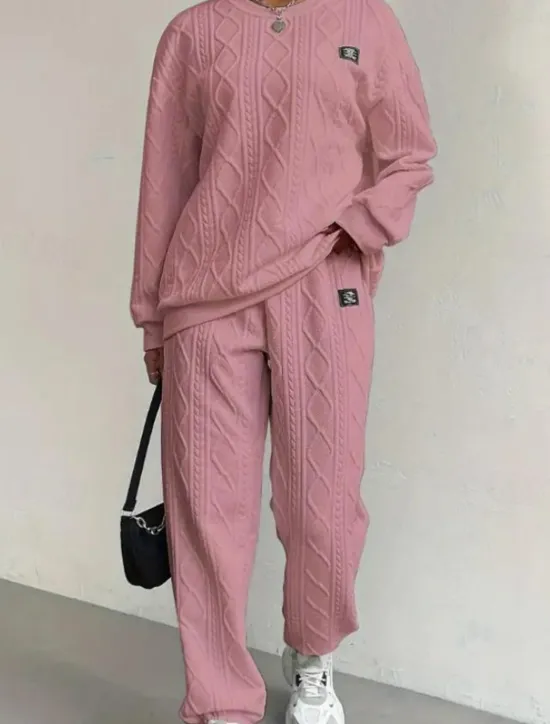 Best Women's Sports Fashion Blouse Pants Trousers Long Sleeve Crew Neck Solid Color Work Casual Daily Spring Loose Fit Women Two Piece Sets