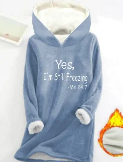 Best Women's Sporty Chic Hoodie Sweatshirt Pullover Sherpa Letter Casual Sports Print Warm Fuzzy Comfrt Hoodie Long Sleeve Top Micro-elastic Fall & Winter Comfrt Breathable Soft Fabric Women Hoodies & Sweatshirts
