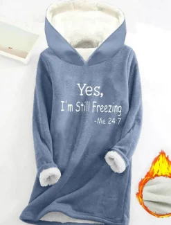 Best Women's Sporty Chic Hoodie Sweatshirt Pullover Sherpa Letter Casual Sports Print Warm Fuzzy Comfrt Hoodie Long Sleeve Top Micro-elastic Fall & Winter Comfrt Breathable Soft Fabric Women Hoodies & Sweatshirts
