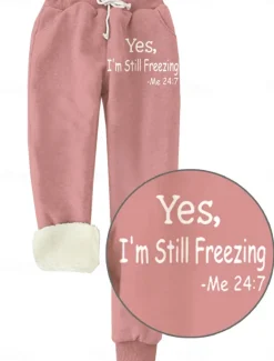 Women's Sporty Chic Normal Sweatpants Joggers Sweatpants Savannah Joggers Full Length High Rise Letter Pocket Print Warm Soft Micro-elastic Daily Wear Transparent Blue claret Ash Dark Chocolate Women Pants