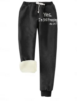 Women's Sporty Chic Normal Sweatpants Joggers Sweatpants Savannah Joggers Full Length High Rise Letter Pocket Print Warm Soft Micro-elastic Daily Wear Transparent Blue claret Ash Dark Chocolate Women Pants