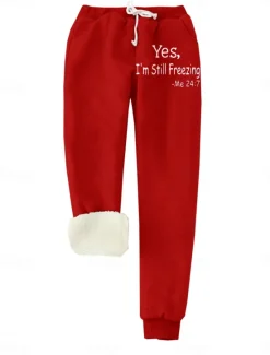 Women's Sporty Chic Normal Sweatpants Joggers Sweatpants Savannah Joggers Full Length High Rise Letter Pocket Print Warm Soft Micro-elastic Daily Wear Transparent Blue claret Ash Dark Chocolate Women Pants