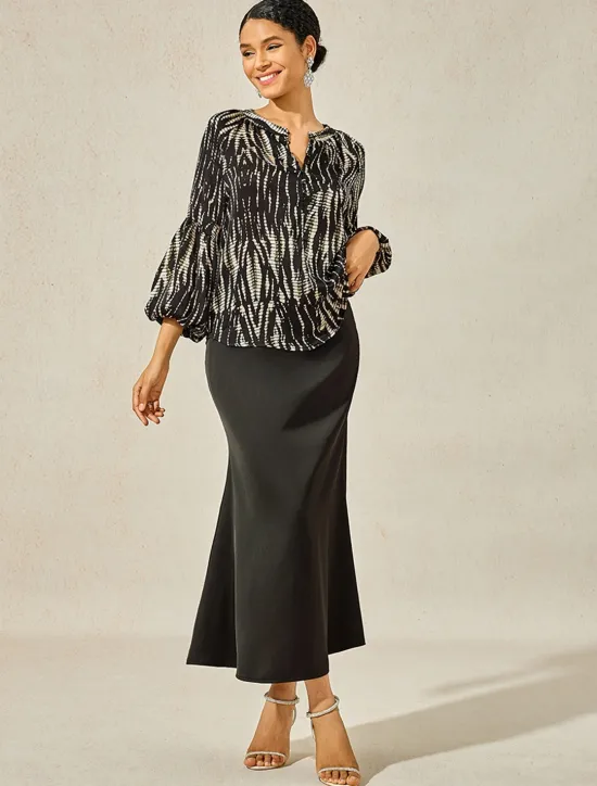 New Women's Spotted Print Chiffon Shirt Lantern Sleeve Notched Collar Buttoned Blouse Women Chiffon Tops