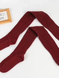 Women's Stockings Thigh-High Crimping Socks All Seasons Tights Thermal Warm Stretchy Knitting Fashion Casual Daily Navy Black White One-Size Women Tights