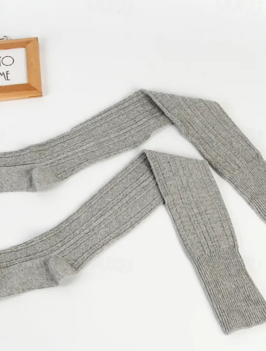 Women's Stockings Thigh-High Crimping Socks All Seasons Tights Thermal Warm Stretchy Knitting Fashion Casual Daily Navy Black White One-Size Women Tights