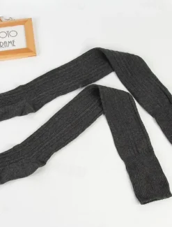 Women's Stockings Thigh-High Crimping Socks All Seasons Tights Thermal Warm Stretchy Knitting Fashion Casual Daily Navy Black White One-Size Women Tights