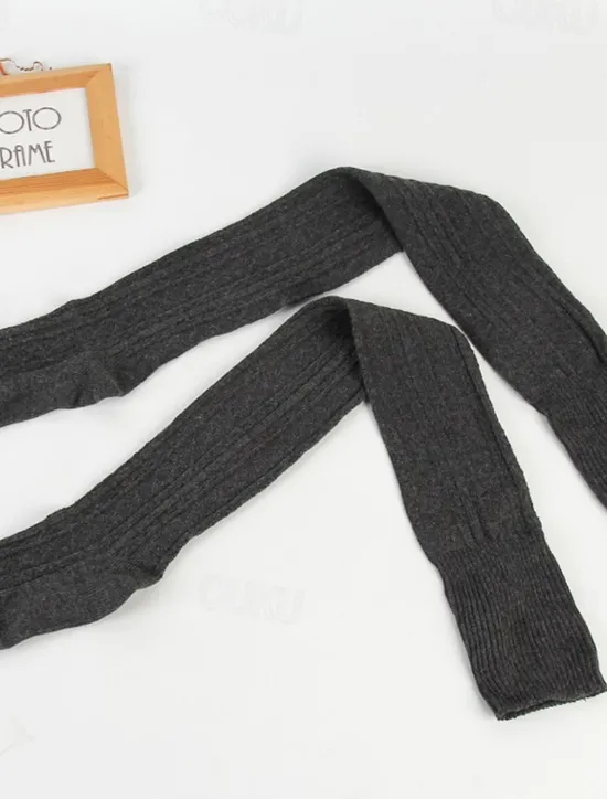 Women's Stockings Thigh-High Crimping Socks All Seasons Tights Thermal Warm Stretchy Knitting Fashion Casual Daily Navy Black White One-Size Women Tights