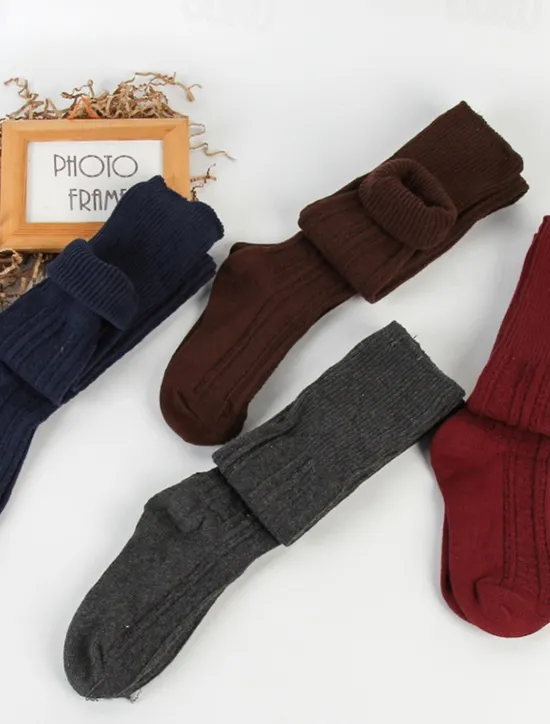 Women's Stockings Thigh-High Crimping Socks All Seasons Tights Thermal Warm Stretchy Knitting Fashion Casual Daily Navy Black White One-Size Women Tights