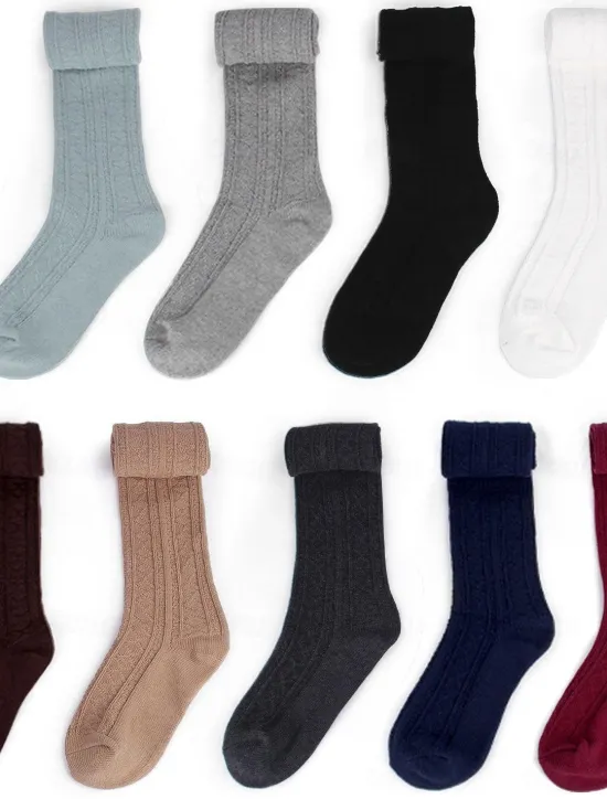 New Women's Stockings Thigh-High Crimping Socks Tights Thermal Warm Leg Shaping High Elasticity Jacquard Knee high Socks Light Blue Black Wine One-Size Women Tights