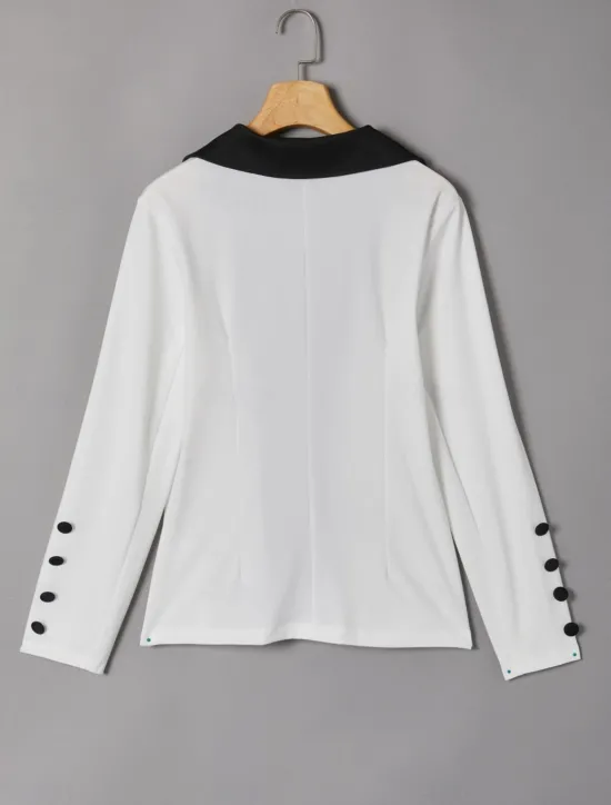 Hot Women's Streetwear Stylish Blazer Trousers Long Sleeve Shirt Collar Graphic Patchwork Casual Daily Spring & Fall Regular Fit Women Two Piece Sets