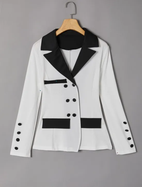 Hot Women's Streetwear Stylish Blazer Trousers Long Sleeve Shirt Collar Graphic Patchwork Casual Daily Spring & Fall Regular Fit Women Two Piece Sets