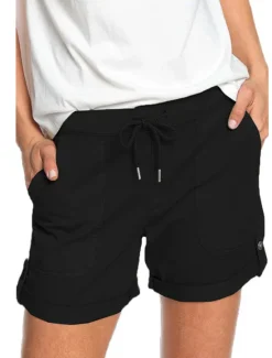 Online Women's Stylish Simple Cute Comfort Shorts Casual Daily Pants Plain Short Drawstring Elastic Waist Light Green Women Shorts