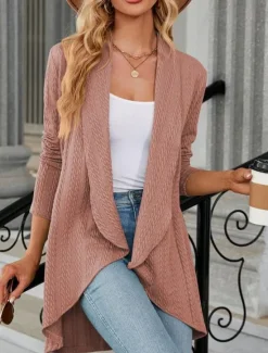 Hot Women's Suits Office Ruffle Solid Color Comfortable Stylish Regular Fit Outerwear Long Sleeve Spring claret S Women Cardigans & Outerwears