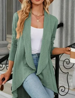 Hot Women's Suits Office Ruffle Solid Color Comfortable Stylish Regular Fit Outerwear Long Sleeve Spring claret S Women Cardigans & Outerwears