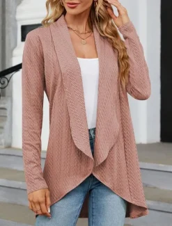 Hot Women's Suits Office Ruffle Solid Color Comfortable Stylish Regular Fit Outerwear Long Sleeve Spring claret S Women Cardigans & Outerwears