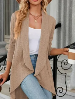 Hot Women's Suits Office Ruffle Solid Color Comfortable Stylish Regular Fit Outerwear Long Sleeve Spring claret S Women Cardigans & Outerwears
