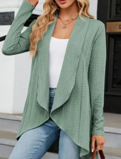 Hot Women's Suits Office Ruffle Solid Color Comfortable Stylish Regular Fit Outerwear Long Sleeve Spring claret S Women Cardigans & Outerwears