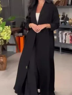 Women's Suits Outdoor Work Street Fall Winter Maxi Coat Regular Fit Warm Breathable Comtemporary Stylish Jacket Long Sleeve Solid Color Oversize Lotus Black Gray Women Coats & Trench Coats