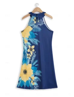 Women's Summer Dress Halter Neck Dress Print Dress Active Fashion Streetwear Outdoor Vacation Daily Regular Fit Paisley Sleeveless Halter Neck Yellow Royal Blue Blue Dark Blue Summer Spring Women Spring Dresses|Floral Dresses