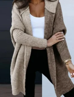 Discount Women's Sweater Cardigan Casual Soft Pure Color Ribbed Hooded Knitted Long Sleeve Long Tops Knit Outdoor Daily Weekend Pink Green Fall Winter Women Cardigans & Outerwears
