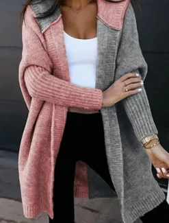 Discount Women's Sweater Cardigan Casual Soft Pure Color Ribbed Hooded Knitted Long Sleeve Long Tops Knit Outdoor Daily Weekend Pink Green Fall Winter Women Cardigans & Outerwears