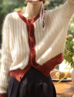 Sale Women's Sweater Cardigan Casual Soft Pure Color Ribbed Crew Neck Buttons Knitted Long Sleeve Regular Tops Knit Outdoor Daily Weekend Green Apricot Fall Winter Women Cardigans & Outerwears