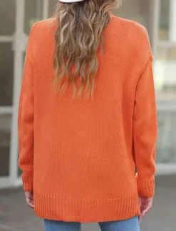 Sale Women's Sweater Cardigan Casual Soft Pure Color Ribbed Open Front Pocket Knitted Long Sleeve Regular Tops Knit Outdoor Daily Weekend Fall Winter Women Cardigans & Outerwears