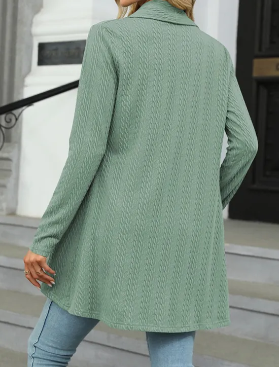 Sale Women's Sweater Cardigan Casual Soft Pure Color Ribbed Shirt Collar Knitted Long Sleeve Regular Tops Knit Outdoor Daily Weekend Navy Blue Green Fall Winter Women Cardigans & Outerwears